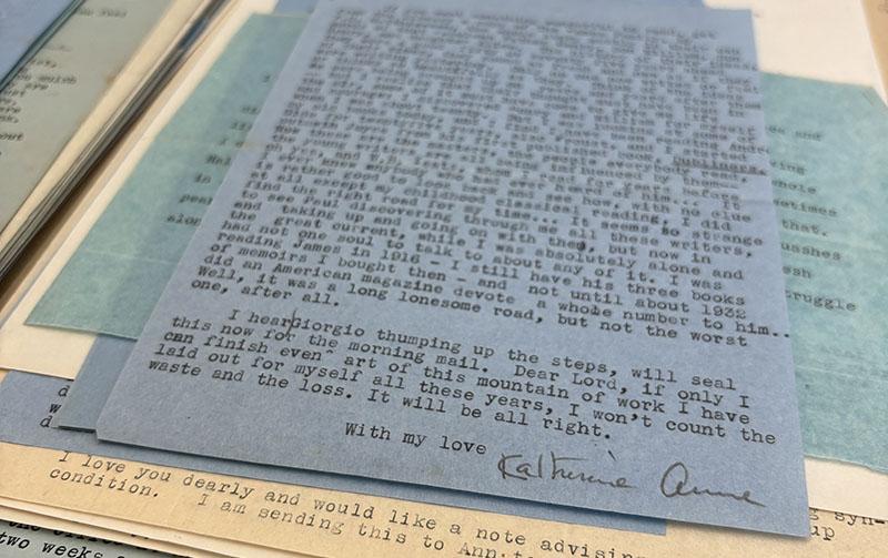 photo of letters from Katherine Ann Porter